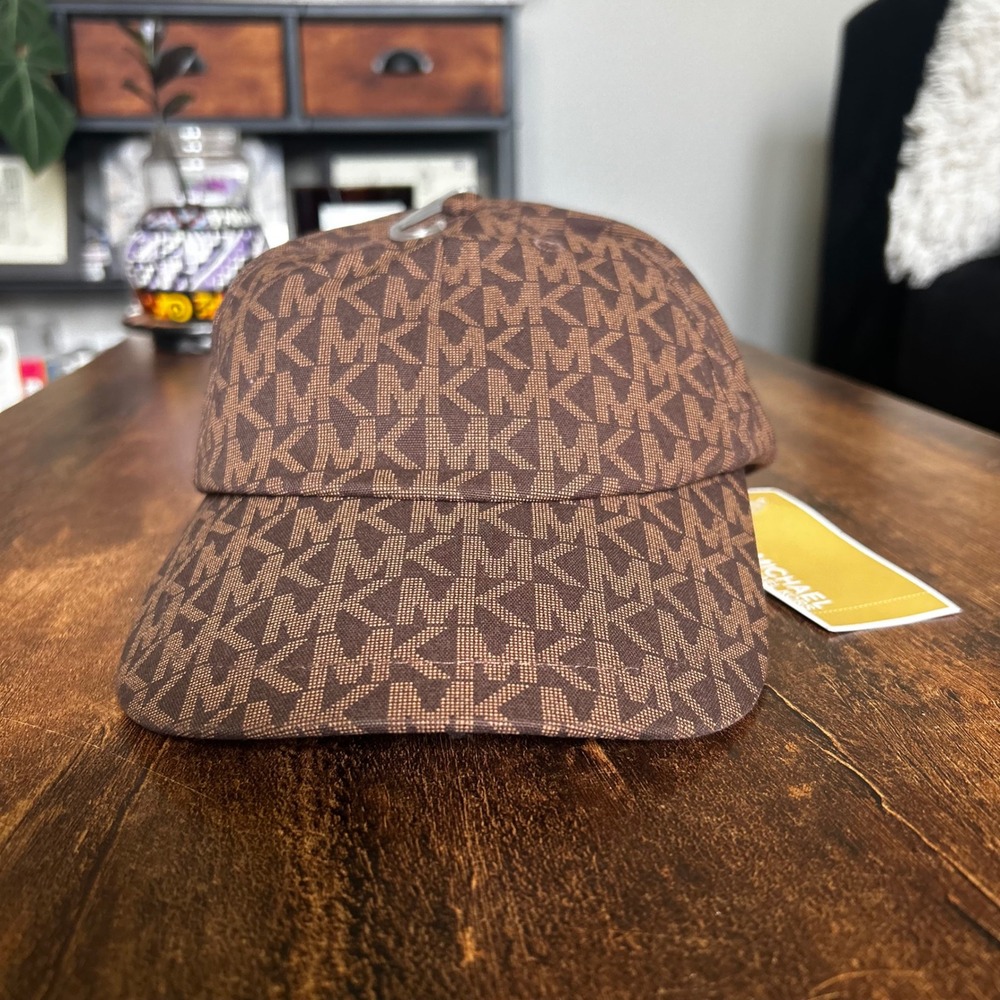 Michael Kors Baseball Cap Unisex One Size Brown Monogram Logo NWT 538801C Hat